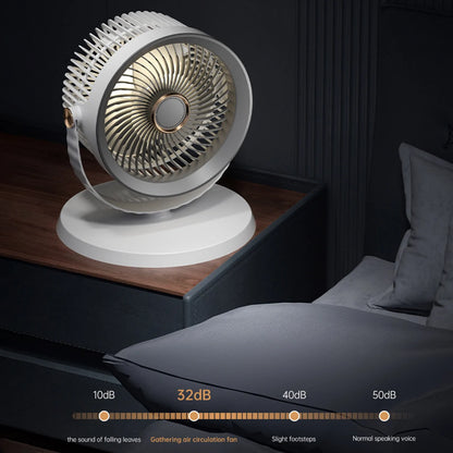 3-in-1 Modern Air Circulator Fan 5 Speeds 360 Degree Rotation Telescopic Floor Fan with Night Light USB Rechargeable Desk Fan