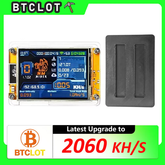 New! Stand Upgraded 2200KH/S Nerdminer+ 2×1100KH/S Slots Bitcoin Crypto Solo Lottery Miner 2.8" Smart Display Harshrate Nmminer