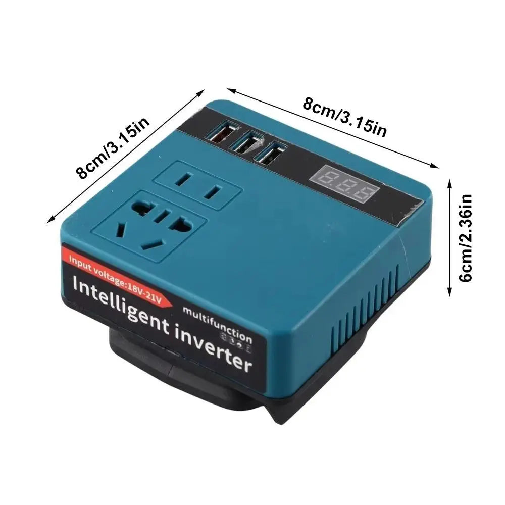 1Pcs 18V 20V To 220V Battery Inverter Multifunctional 120W Smart Transformer Household Dual Plug Outdoor Work Inverter