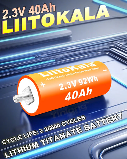 2.3V 40Ah battery 25000 cycles LiitoKala LTO66160 10C discharge DIY 12V 24V low temperature resistant lithium Titanate batteries