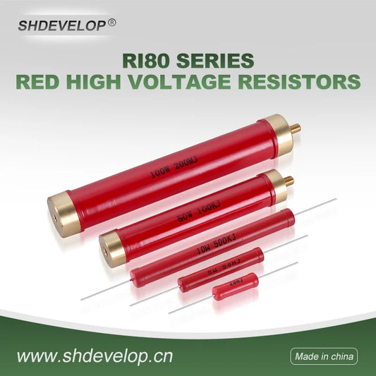 Ri80 Dahongpao Glass Glaze Resistor 2W3W5W10W Electronic Component Ceramic Insulated High-Frequency Non-Inductive High-Voltage Resistor 10K, 50K, 100K, 200K, 1m, 5m Ohm