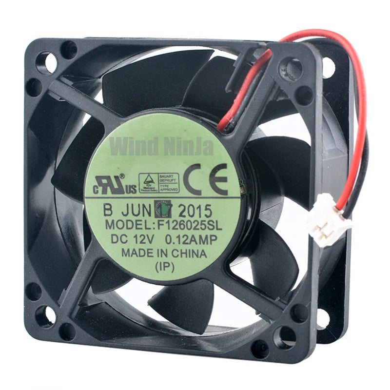 F126025SL 6cm 60mm fan 60x60x25mm DC12V 0.12A 2pin Quiet cooling fan for charger power supply