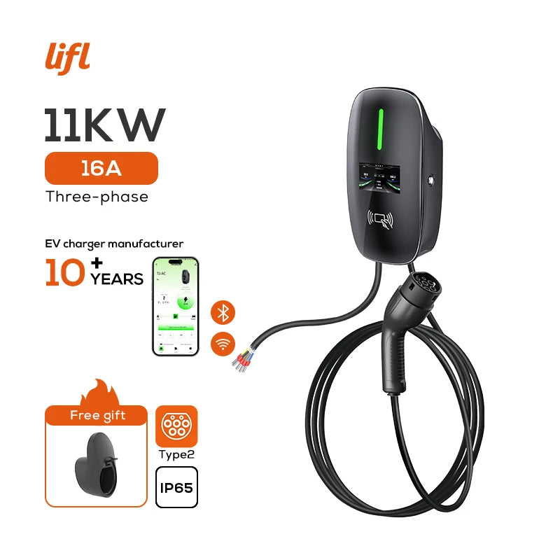 Lifl Electric Vehicle Wall Charger Fast Charging Station Type2 GBT for Electric Cars Wall-Mounted EV Charging Station