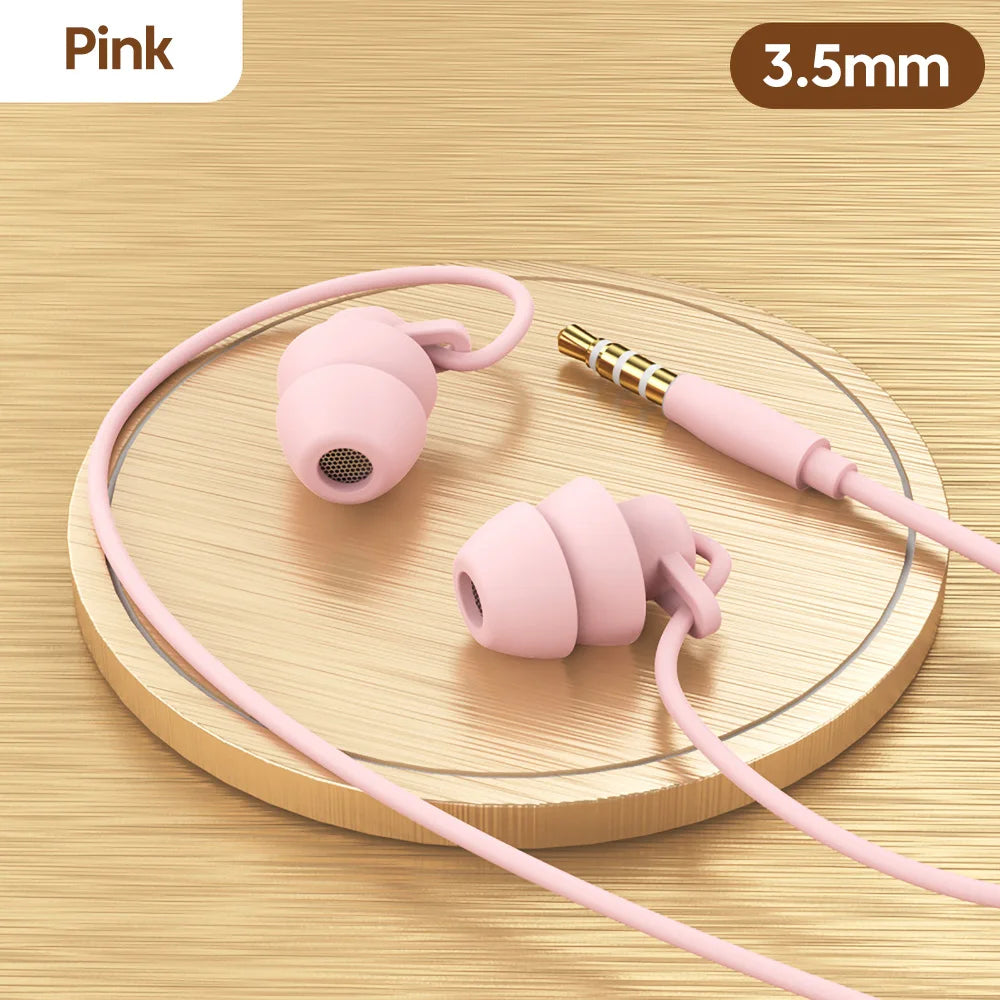 S2 Sleeping Headphone 3.5mm Wired Earphone Wire-controlled In-Ear Headset with Microphone Handfree Earbuds For Music Sport Phone