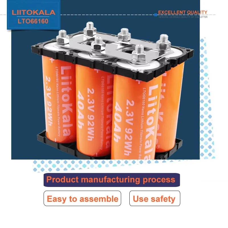 2.3V 40Ah battery 25000 cycles LiitoKala LTO66160 10C discharge DIY 12V 24V low temperature resistant lithium Titanate batteries