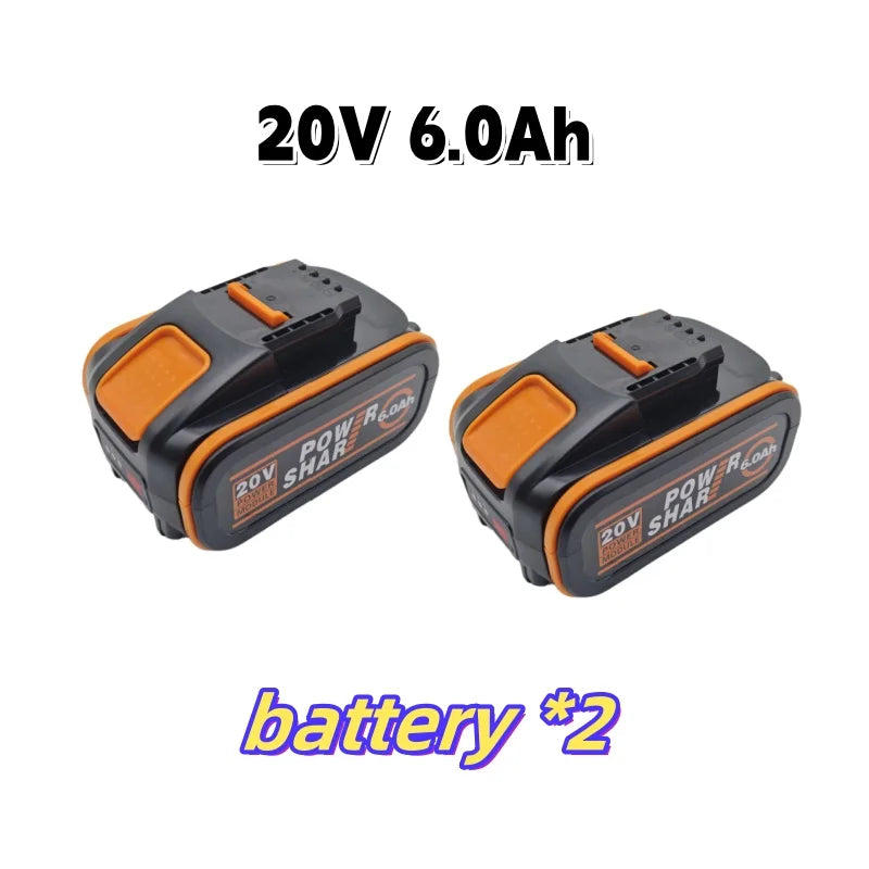 For WORX Tool - Original 20V 6.0Ah Lithium Battery WA3553 WA3551 WA3553.1 WA3572 WX390, Rechargeable