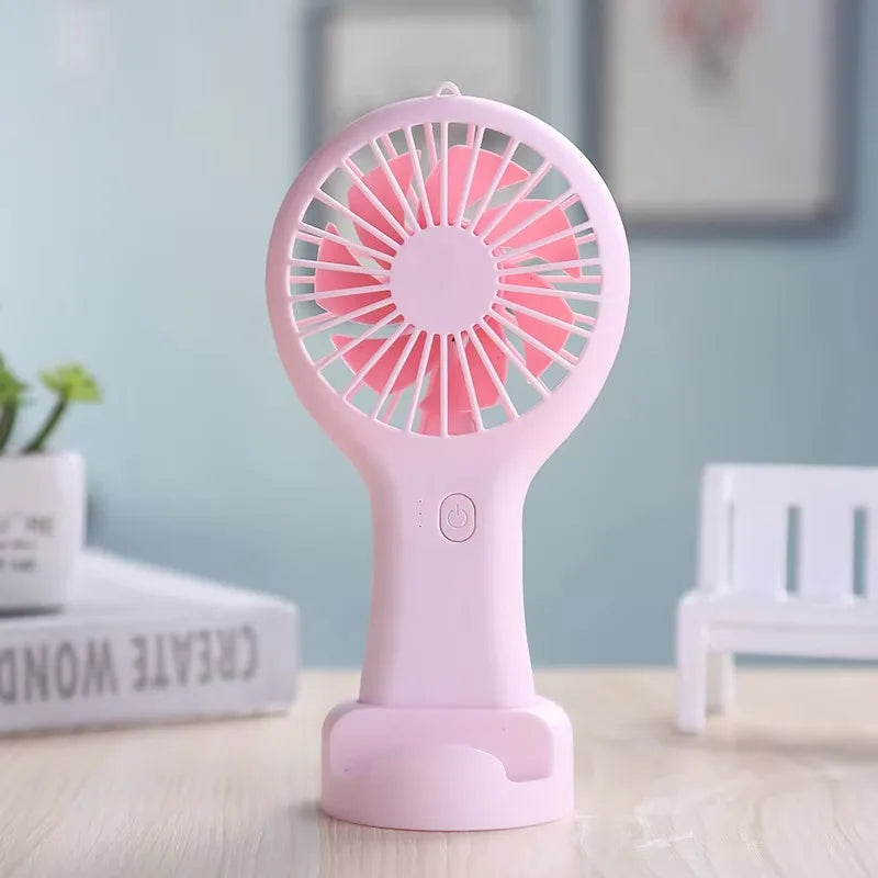 5pcs Portable Rechargeable Electric USB Charger Battery Handheld Mini Fan 3 Speed Lightweight with Data Cable Air Cooling Fans