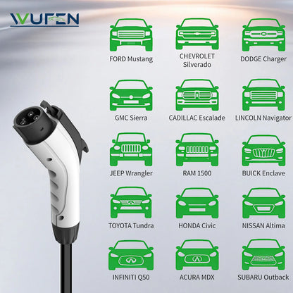 WUFEN Type1 50A 1Phase 12KW 220V Portable EV Charger J1772 Socket Fast Charging EVSE Wallbox Charging Station for Electric Car