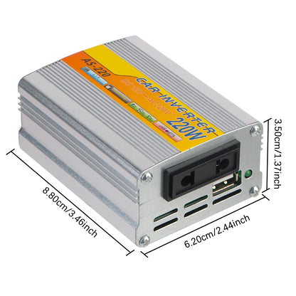 220W Power Inverter Car Mounted Solar Inverter USB Voltage Transformer Portable DC 12V To AC 220V Conversion USB Battery Clip
