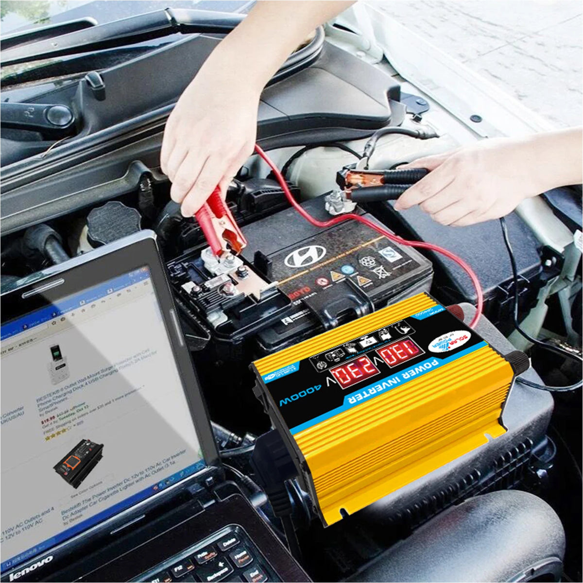 4000W Solar Inverter Kit Complete 12V to 110V/220V Solar Panel System 12V Solar Panel Battery Charge Controller Power Generation