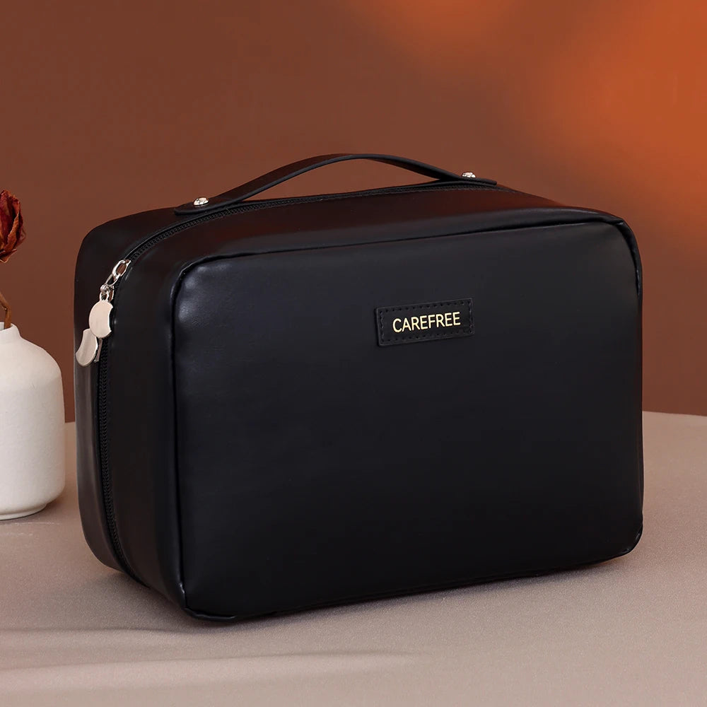 PU Flame Makeup Bag, Beauty Makeup Storage Bag, Double Zipper Makeup Brush Bag, Business Travel Toiletries Sorting Bag