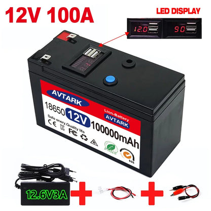 12V Lithium Battery 120Ah LiFePO4 4000+ Deep Cycles Built-in BMS,10-Year Lifetime,for UPS, Kayak Fish Finder, Solar Panel,Radio