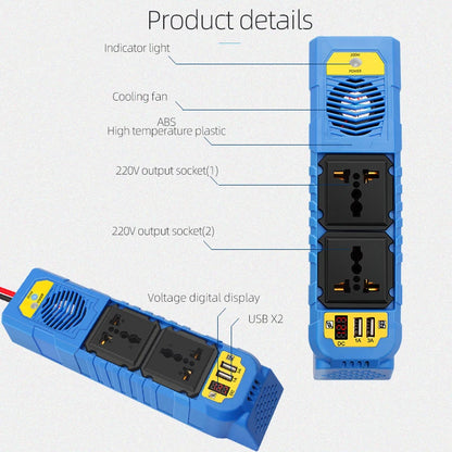 200W Fast Charging Power Inverter 12V DC To 220V AC Car Inverter 50Hz With Digital Display Power Converter For Car Use