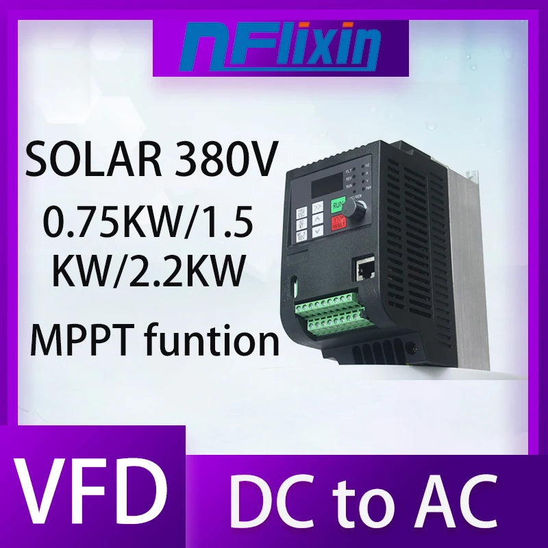 PV solar inverter DC to AC three-phase converter 380v 0.75/1.5/2.2/4/5.5/7.5/11kw with MPPT Control solar pump VFD
