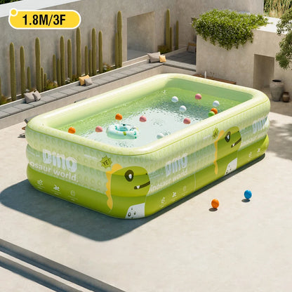 1.8-2.6M PVC Children's Cute Inflatable Swimming Pool for Backyard Home Outdoor Large Pool for Family Baby Indoor Bath Bathtub