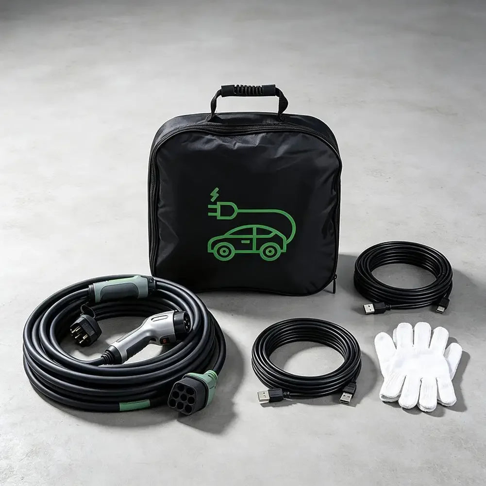 1pc Portable Waterproof EV Charger Storage Bag with Handle, Electric Vehicle Charging Cable Organizer for Outdoor Driving