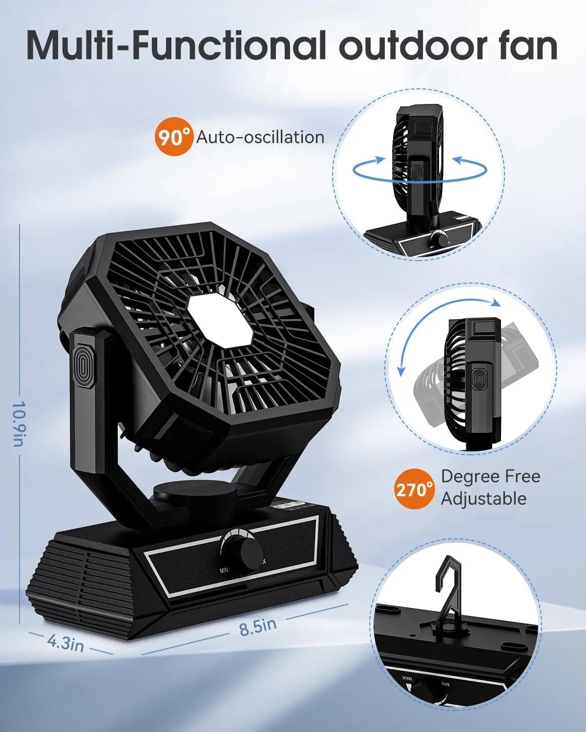 2026 New Upgrade Portable Fan Rechargeable, 20000mAh Battery Powered Fan With LED Lantern, Table Fan, Camping Essentials, USB C