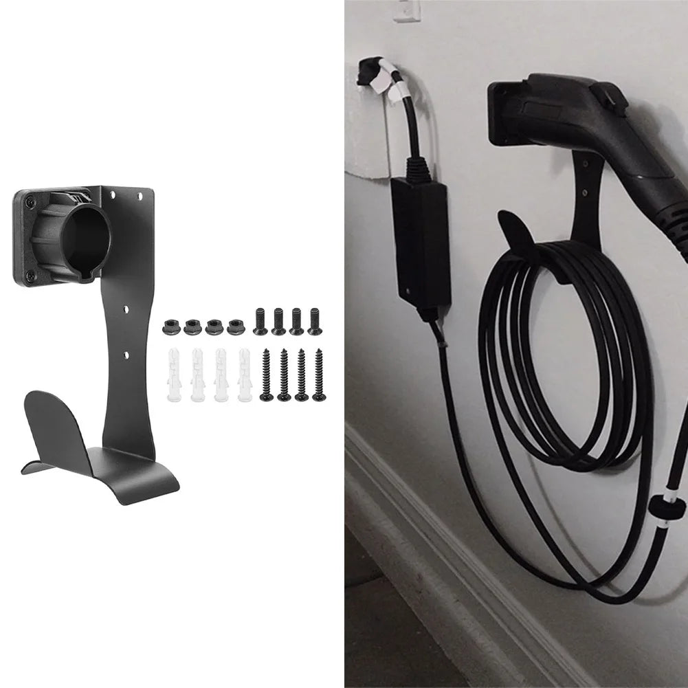 1 Pack EV Charger Cable Holder For J1772 Stainless Steel With Wall Mount Organizer Electric Vehicle Holder With Secure Fit
