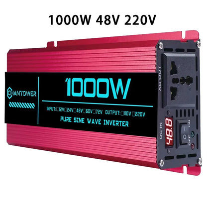 Pure Sine Wave Inverter DC 48V/72V to AC 220V 1000W 1600W 3000W 4000W 5000W 6000W LCD Display Power Converter Car Solar Inverter