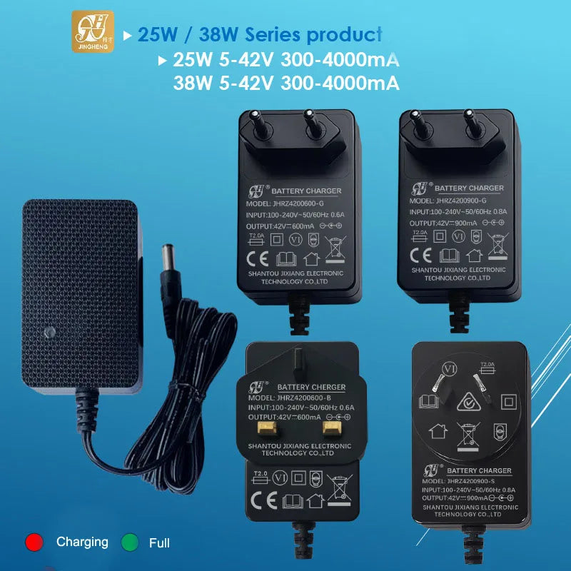 Lithium Battery Charger for Power Tools 29.4V 42V 400mA 500mA 600mA 850mA 900mA 1A 1.2A 1.5A 2A 3A US, EU, UK Standard