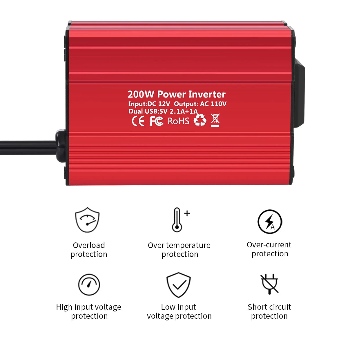 Power Inverter 150W/300W 200W/400W 12V DC to 110V/220V AC Car Plug Adapter Outlet Converter with Fast Charging Ports