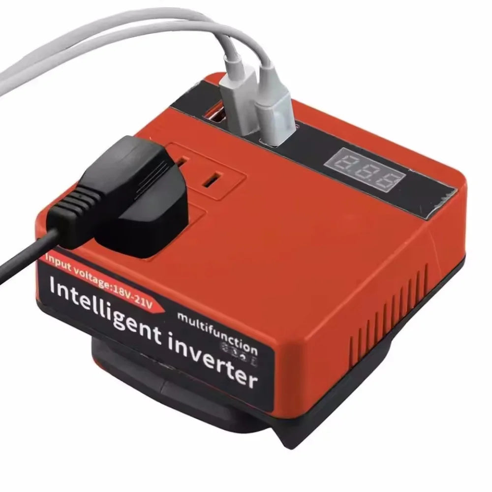 1Pcs 18V 20V To 220V Battery Inverter Dual Plug 120W Smart Transformer Multifunctional Household Outdoor Work Inverter Tool