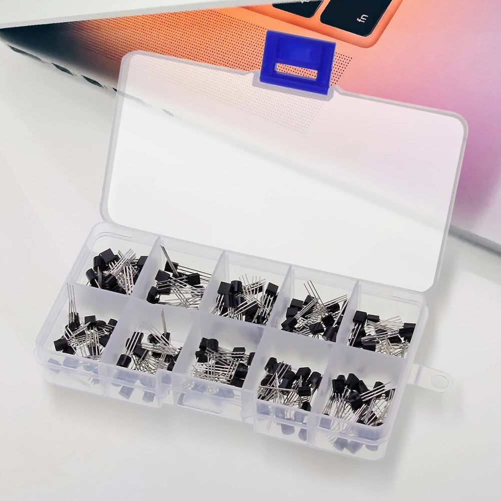 Transistor Kit Assortment Box 10 Values TO-92 2N2222 2N2907 2N3904 2N3906 S8050 S8550 A1015 C1815