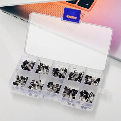 Transistor Kit Assortment Box 10 Values TO-92 2N2222 2N2907 2N3904 2N3906 S8050 S8550 A1015 C1815