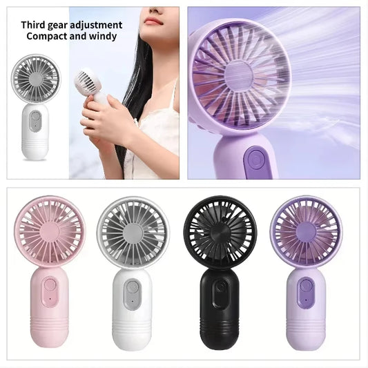 USB Mini Rechargeable Portable Fan with 3 Speeds, Handheld Fan for Gift Choice, Perfect For Office, Outdoor, Travel, Camping