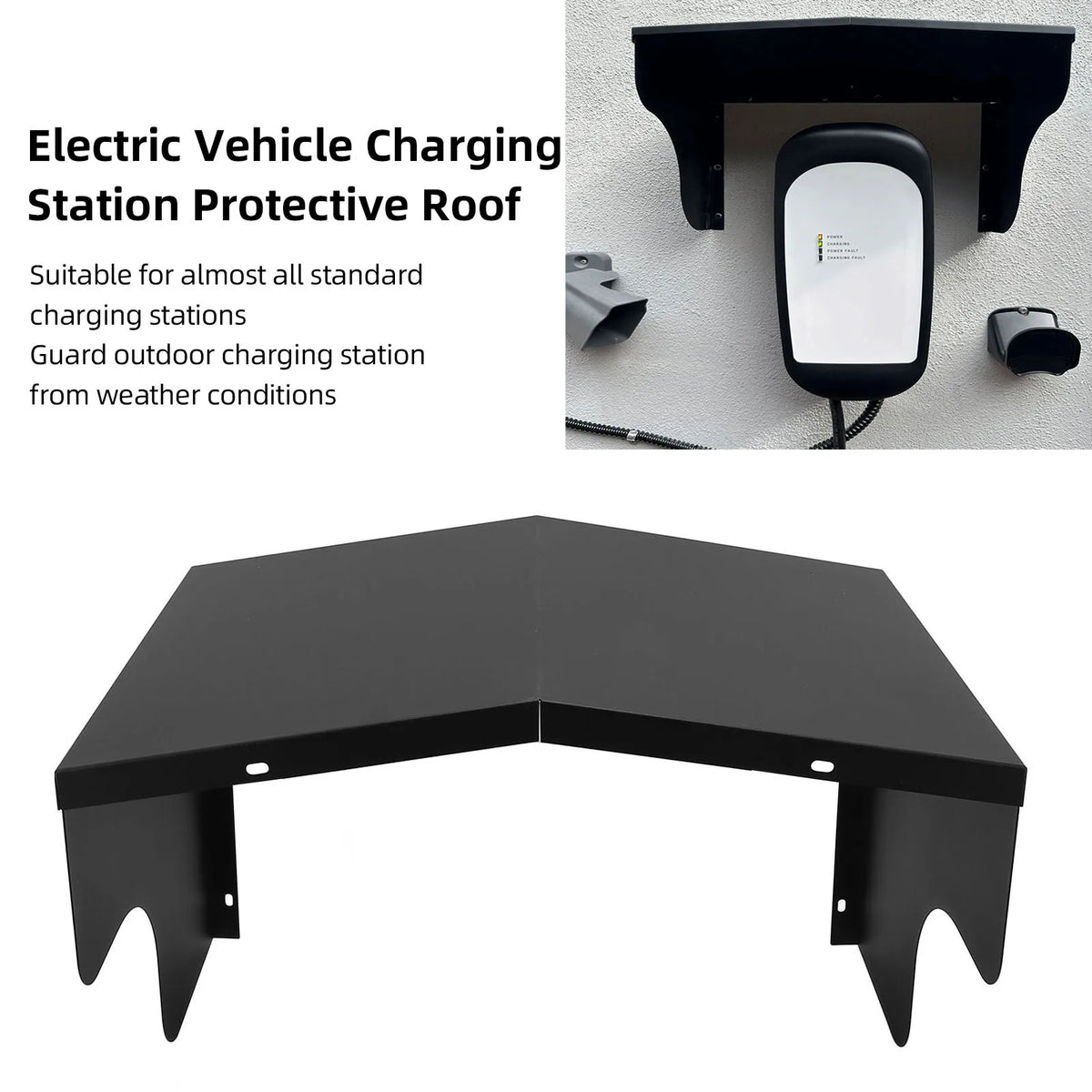 EV Charging Station Roof Cover 11x17.3x11in, Carbon Steel Weatherproof for Outdoor Wall Box Protection