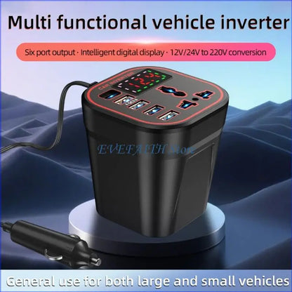 124B Versatile Portable 200W Auto Inverter Transforms 12V 24V Into 220V For Travel And Camping Road Trips And Emergencies