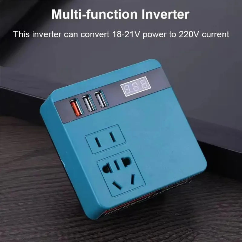 120W Output Smart Transformer 18V/20V–220V Compatible for Makita Dual-outlet Battery-powered Inverters Use for Home and Outdoor