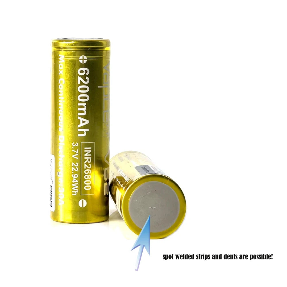 Vapcell V62 6200mah Battery INR26800 26800 Rechargeable Batteries 3.7v 22.94Wh High Drain Battery For Strong Light Flashlight