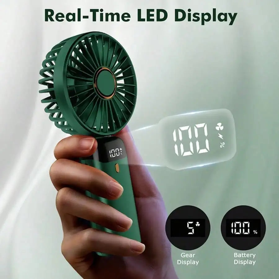 Portable rechargeable small fan, powerful fan that can also serve as a mobile phone stand, long battery life