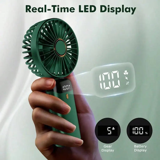 Portable rechargeable small fan, powerful fan that can also serve as a mobile phone stand, long battery life