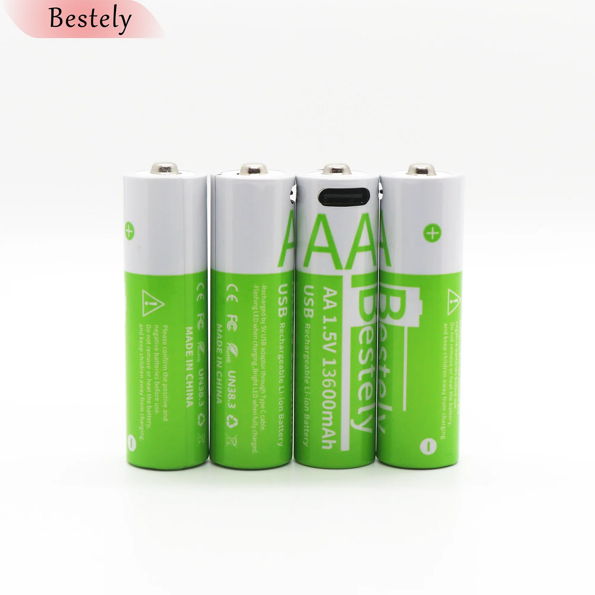 Latest Rechargeable 1.5V AA 13600mAh USB Lithium Battery , Fast Charging Li-ion AA Battery  , 2000 Cycle with USB- C Port Cables