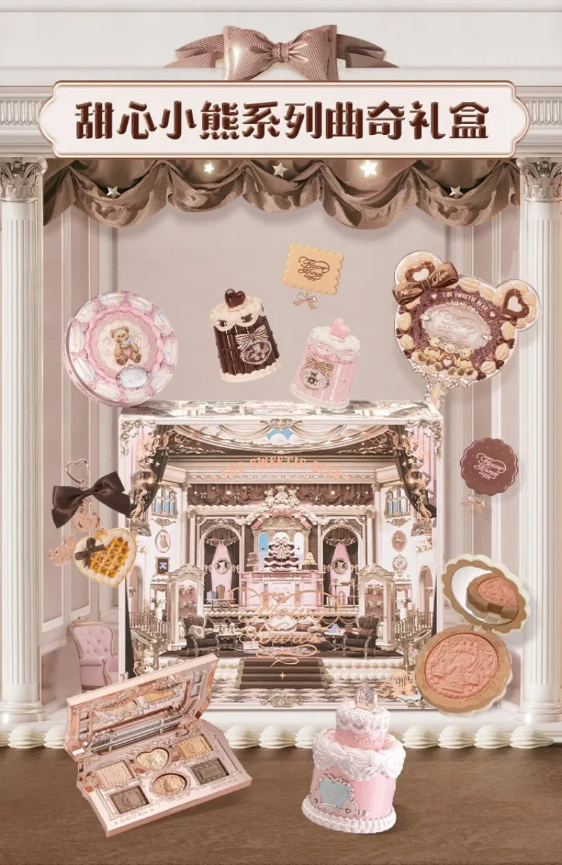 THE SWEETIE BEAR COLLECTION Makeup Gift Set All In Shimmer Eye Shadow Palette Blush Powder Lip Jelly Gift Box