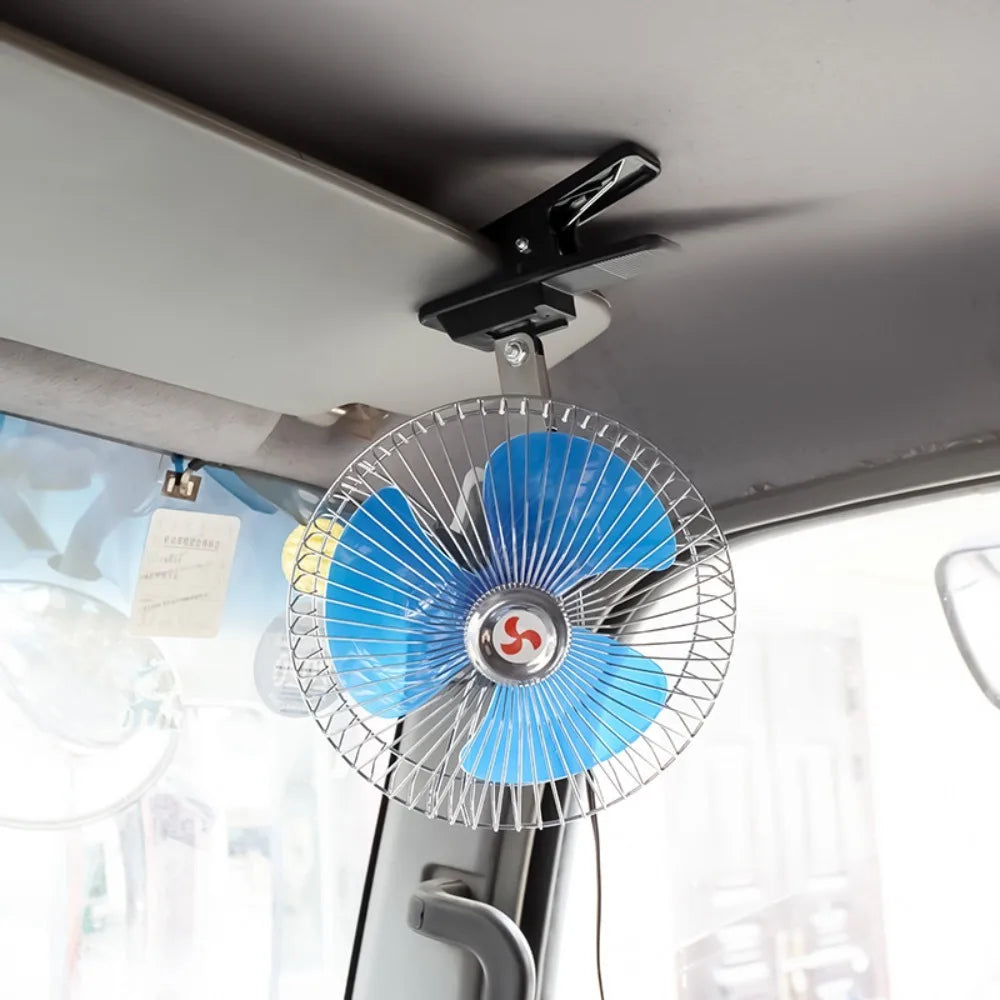 12/24V Car Fan Truck Vehicle Clip On Fan Air Circulator Ventilator Portable Mini Fan Low Noise Strong Wind Car Air Conditioning