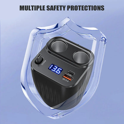 Car Chargers 60W Retractable Cable Anti-Slip Extension 2 Port Charger For Car For Battery Men Women Cell Phone Auto Truck