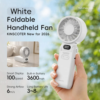 New Portable Handheld Fan 3600mAh USB Foldable Rechargeable Fan 100 Speed Adjustable Outdoor Cooling Fan W/ LED Digital Display