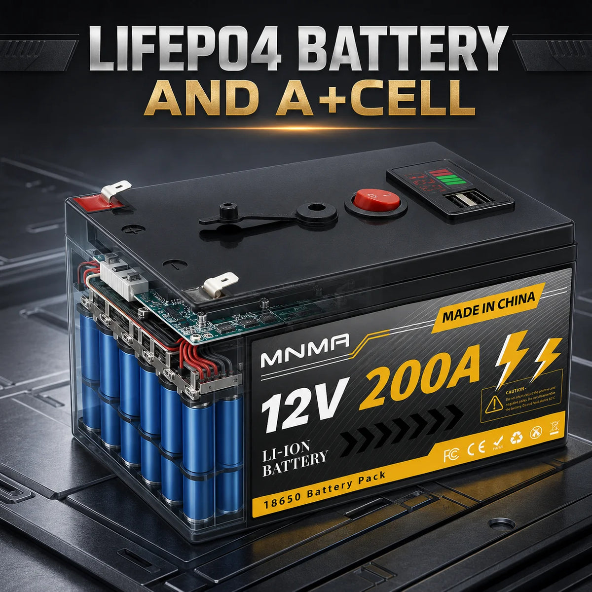 200000mAh 12V LiFePO4 Lithium Battery 4000+ Deep Cycles, for UPS, Kayak Fish Finder, Solar Panel, Power Wheels Toys, Scooter