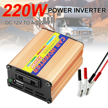220W Power Inverter Conversion USB Battery Clip Portable Car Mounted Inverter DC 12V To AC 220V USB Voltage Transformer