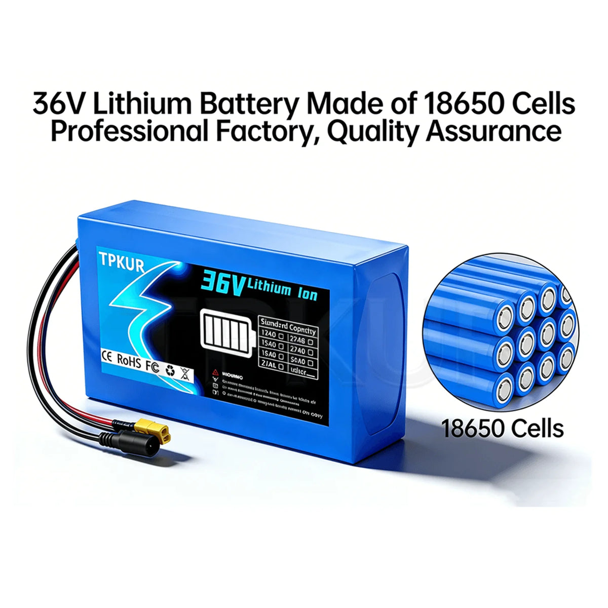 Brand New 36V 10AH 15AH 20AH Lithium Battery Pack, Suitable for 100-1500Watt Motors, with Built-in BMS for Scooters and Bicycles