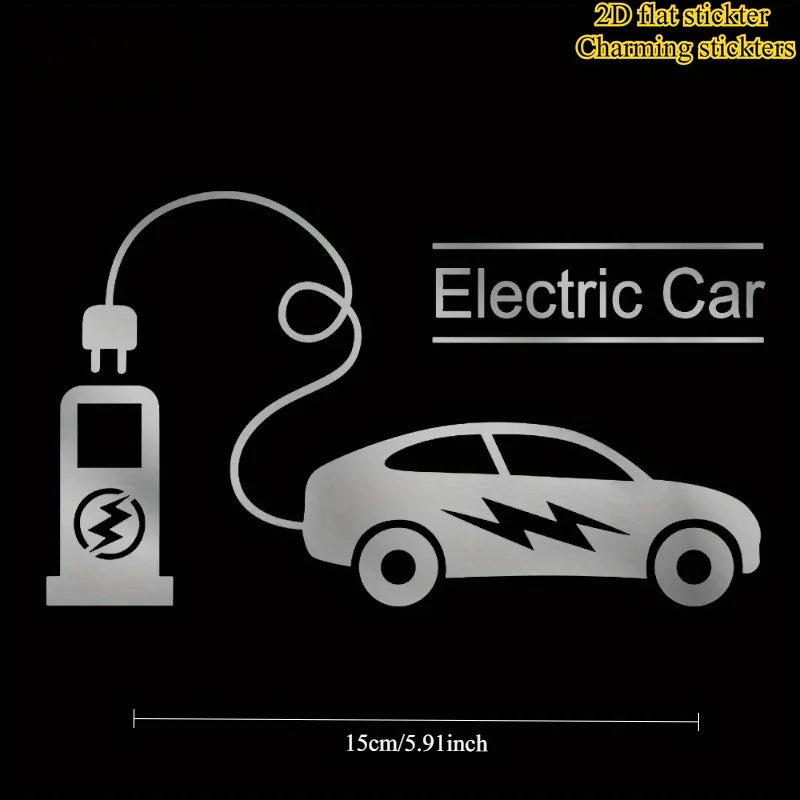 EV Vinyl Stickers with Charging Station Sign, Waterproof for Electric Cars