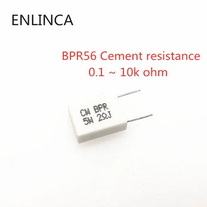 10pcs 5W 10W BPR56 ceramic resistors 0.1 ~ 10k ohm 0.33R 1R 10R 100R 0.22 0.33 1 10 100 1K 10K Cement resistence ohms