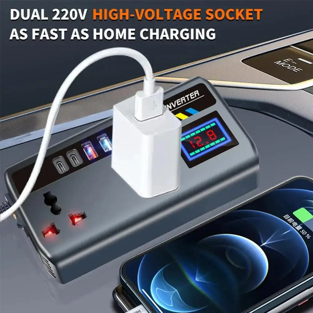 Car Inverter Converter 12V/24V To 220V Outlet Fast Inverter 3 Portable Power Charger Charging Ports Socket Transformer USB R8Y7