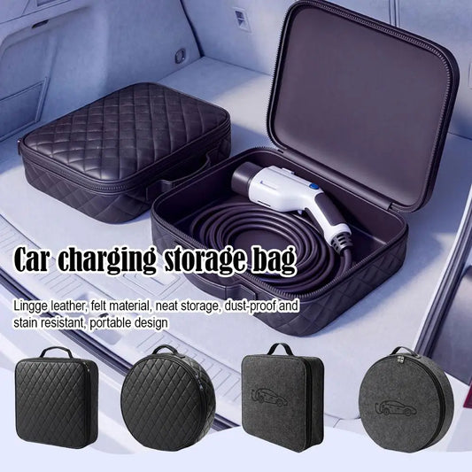 EV Car Charging Cable Storage Bag Round/Square Charging Units Bag Shockproof Anti Dust Charging Cable Carry Bag For Rechargeable
