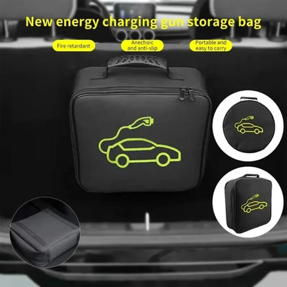 EV Car Charging Cable Storage Carry Bag for Electric Vehicle Charger Plugs Sockets Waterproof Fire Retardant Equipment Container