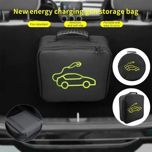 EV Car Charging Cable Storage Carry Bag for Electric Vehicle Charger Plugs Sockets Waterproof Fire Retardant Equipment Container