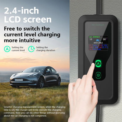 WUFEN GBT/Type1/Type2/NACS Portable EV Charger 250V 7KW 32A 1P Wall mounted EVSE Fast Charging Cable CEE Plug Tuya APP Control